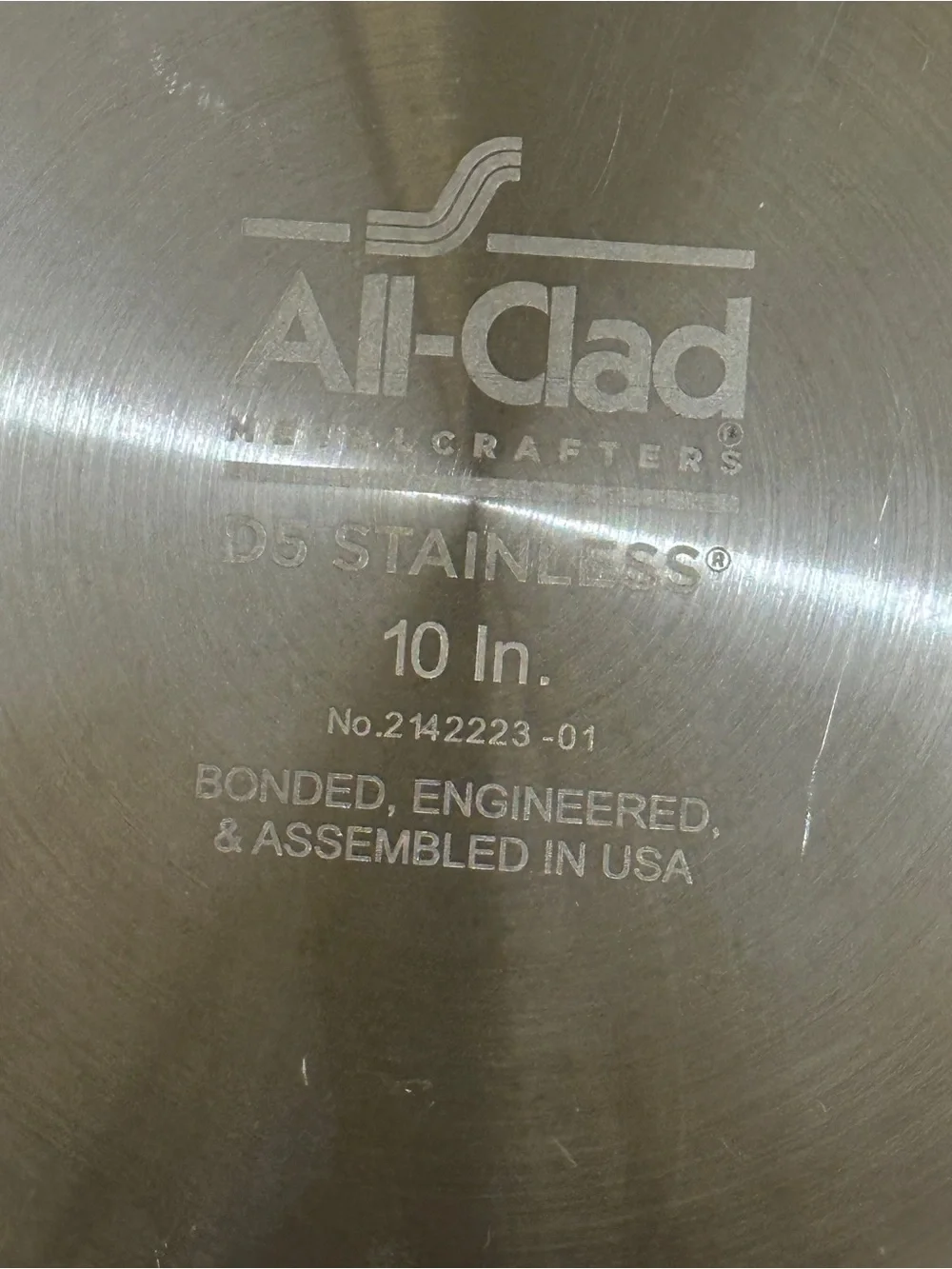All-Clad D5 10” Skillet Fry Pan Stainless Steel Clean Sits Flat USA Made No Lid